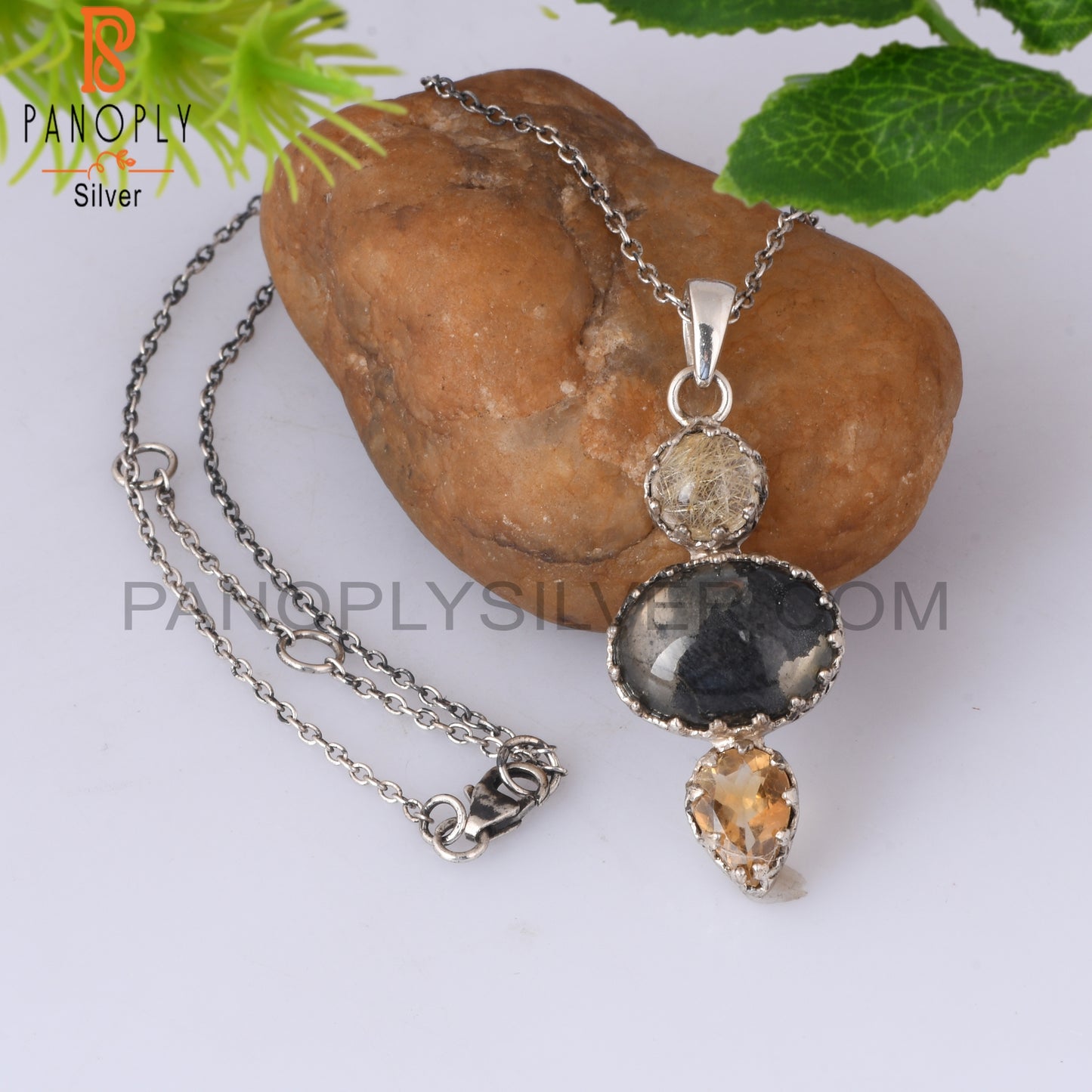Citrine, Golden Rutile Doublet Apache Gold Crystal Pendant