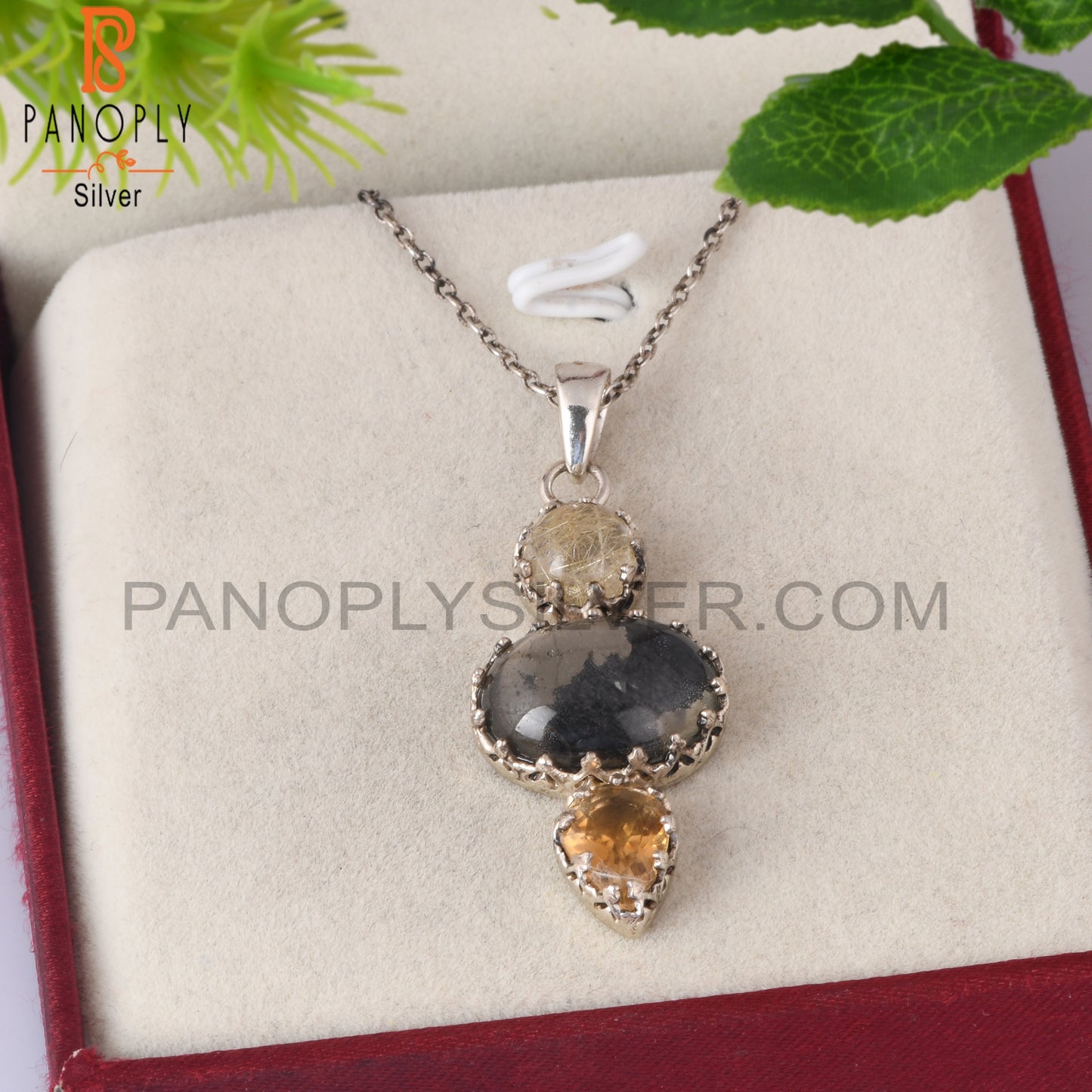 Citrine, Golden Rutile Doublet Apache Gold Crystal Pendant