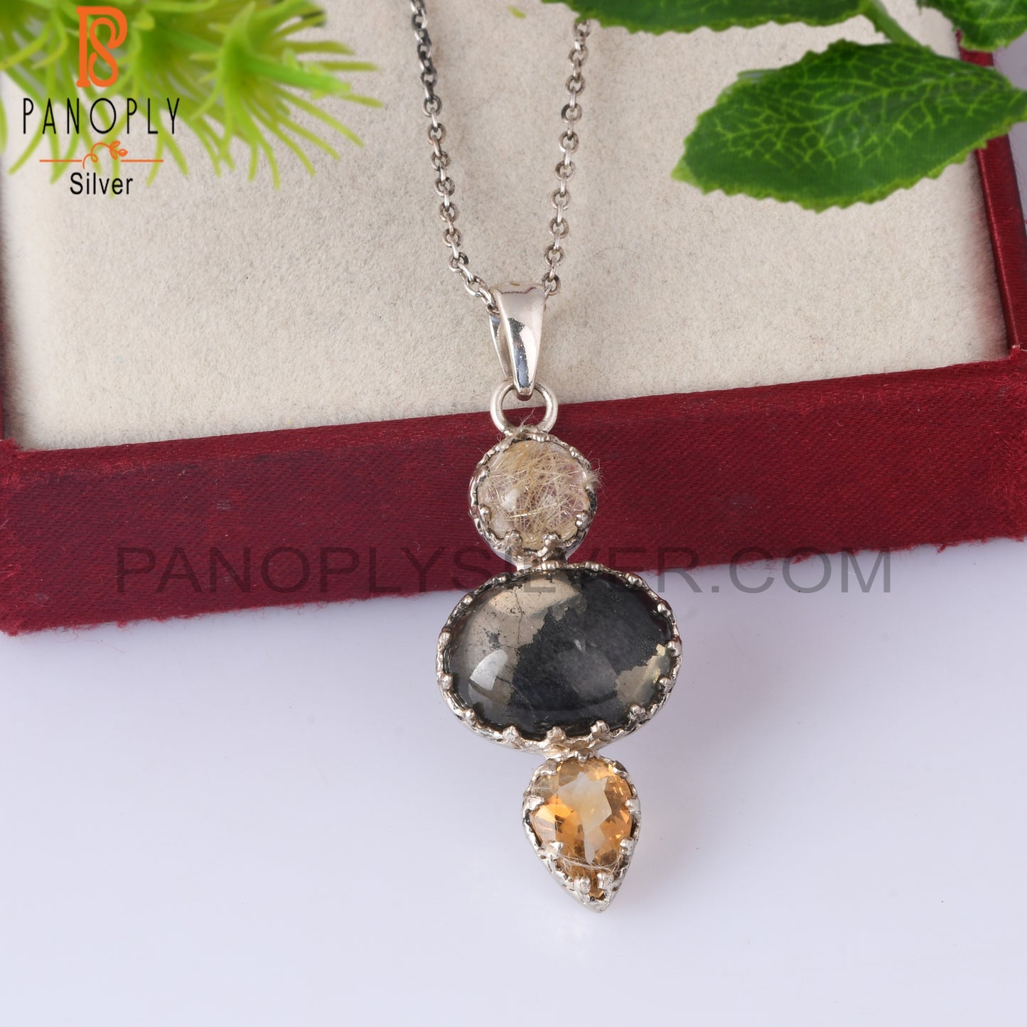 Citrine, Golden Rutile Doublet Apache Gold Crystal Pendant