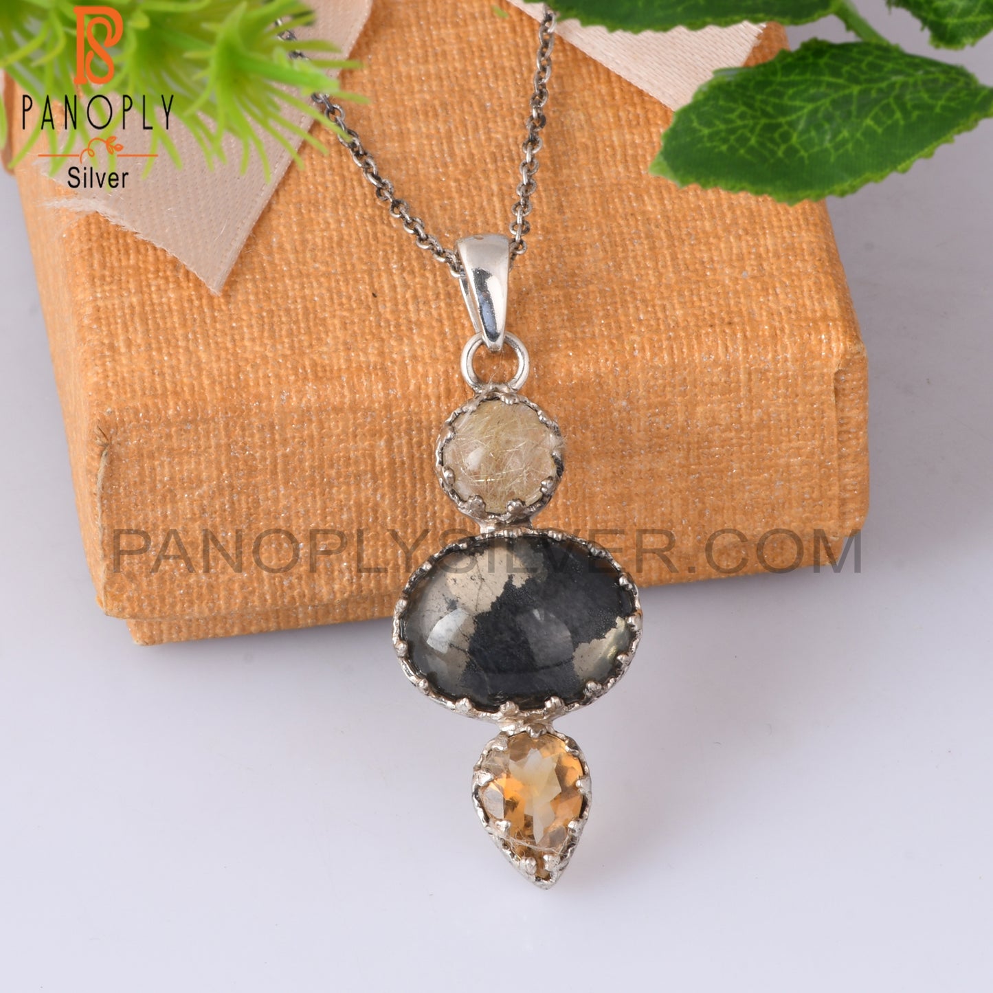 Citrine, Golden Rutile Doublet Apache Gold Crystal Pendant