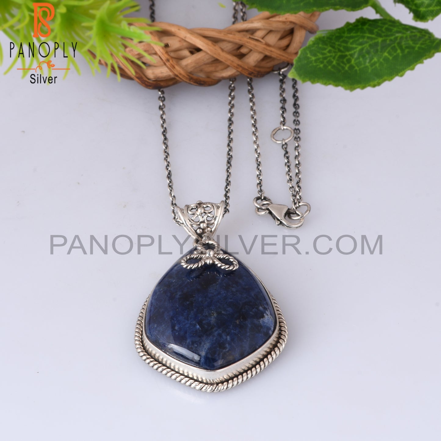 Sodalite Kite Shape 925 Sterling Silver Pendant With Chain