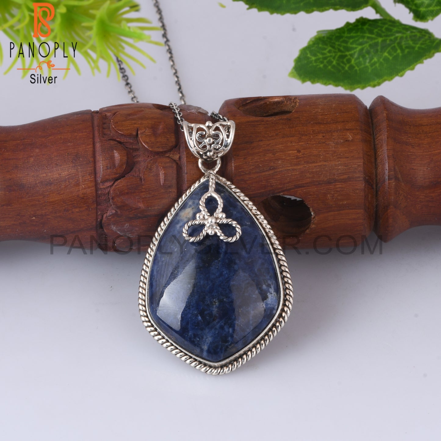 Sodalite Kite Shape 925 Sterling Silver Pendant With Chain