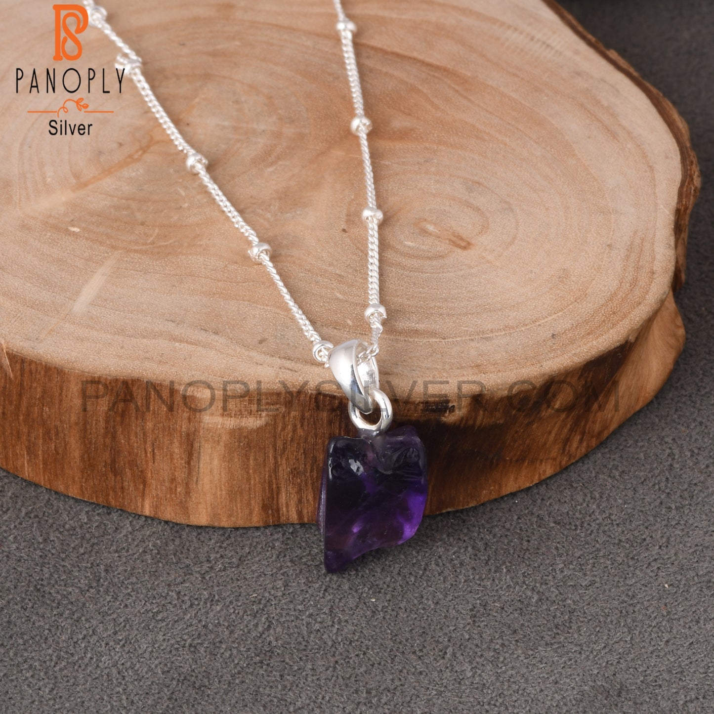 Amethyst 925 Silver Pendant Ball Chain Beautiful Gift For Wife