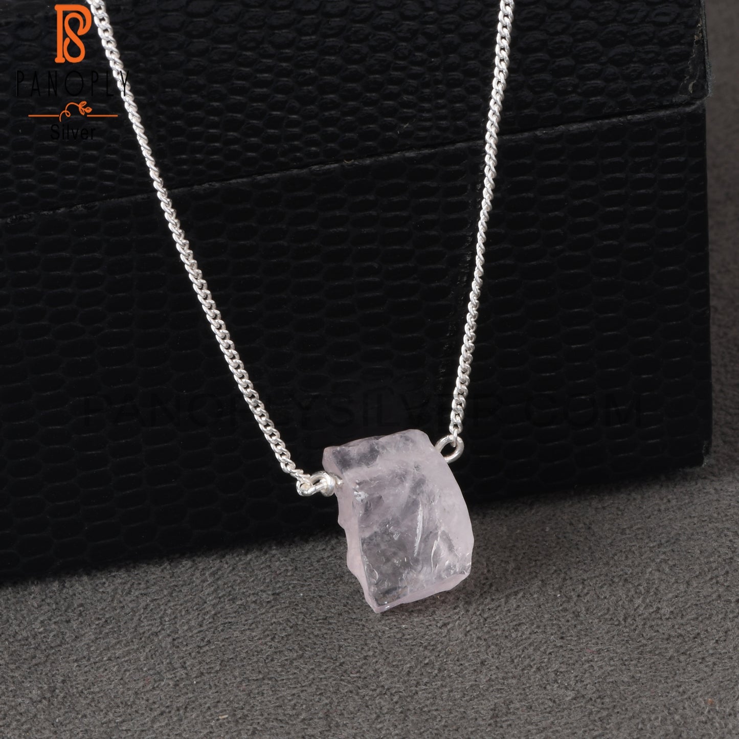 Rose Quartz 925 Sterling Silver Pendant With Chain