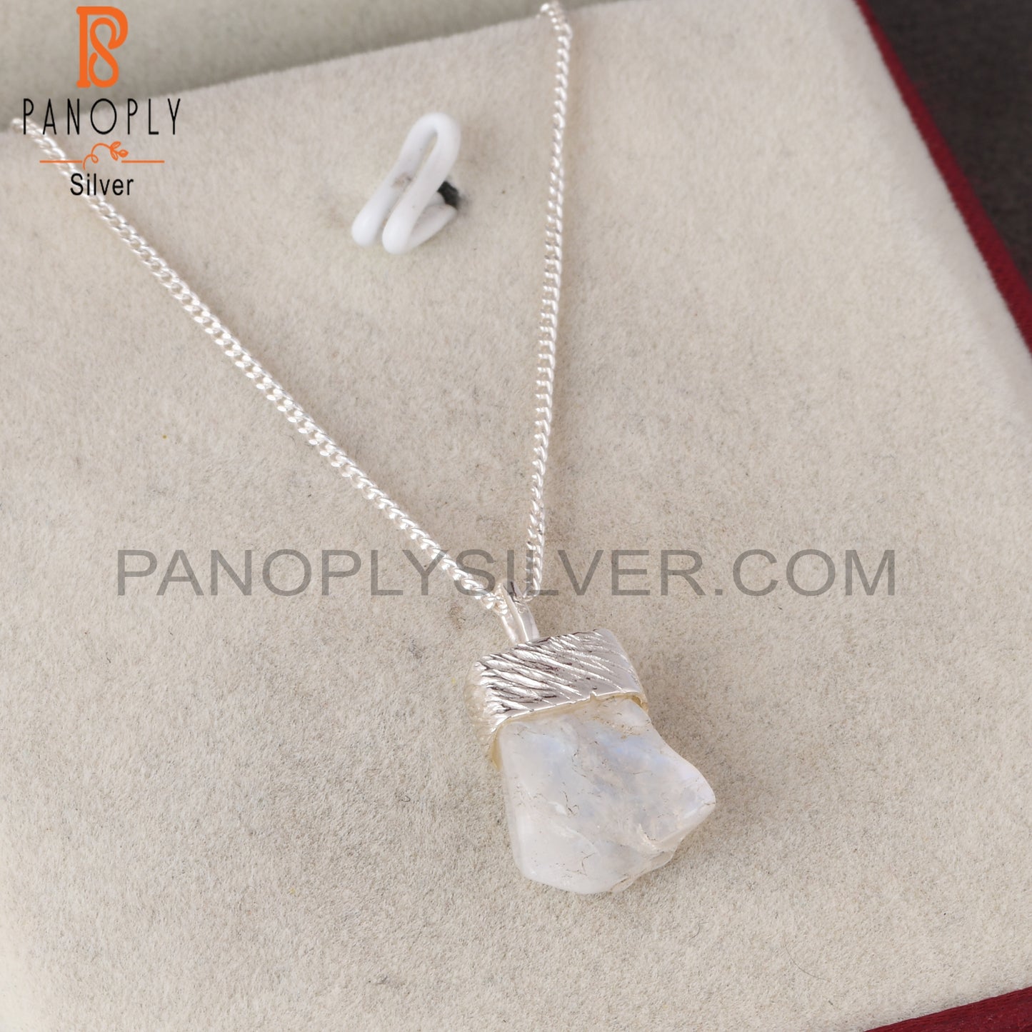 Rainbow Moonstone 925 Silver Bar Stone Pendant With Chain
