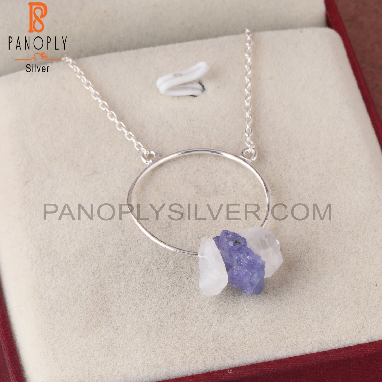 Rainbow Moonstone & Tanzanite 925 Sterling Silver Pendant