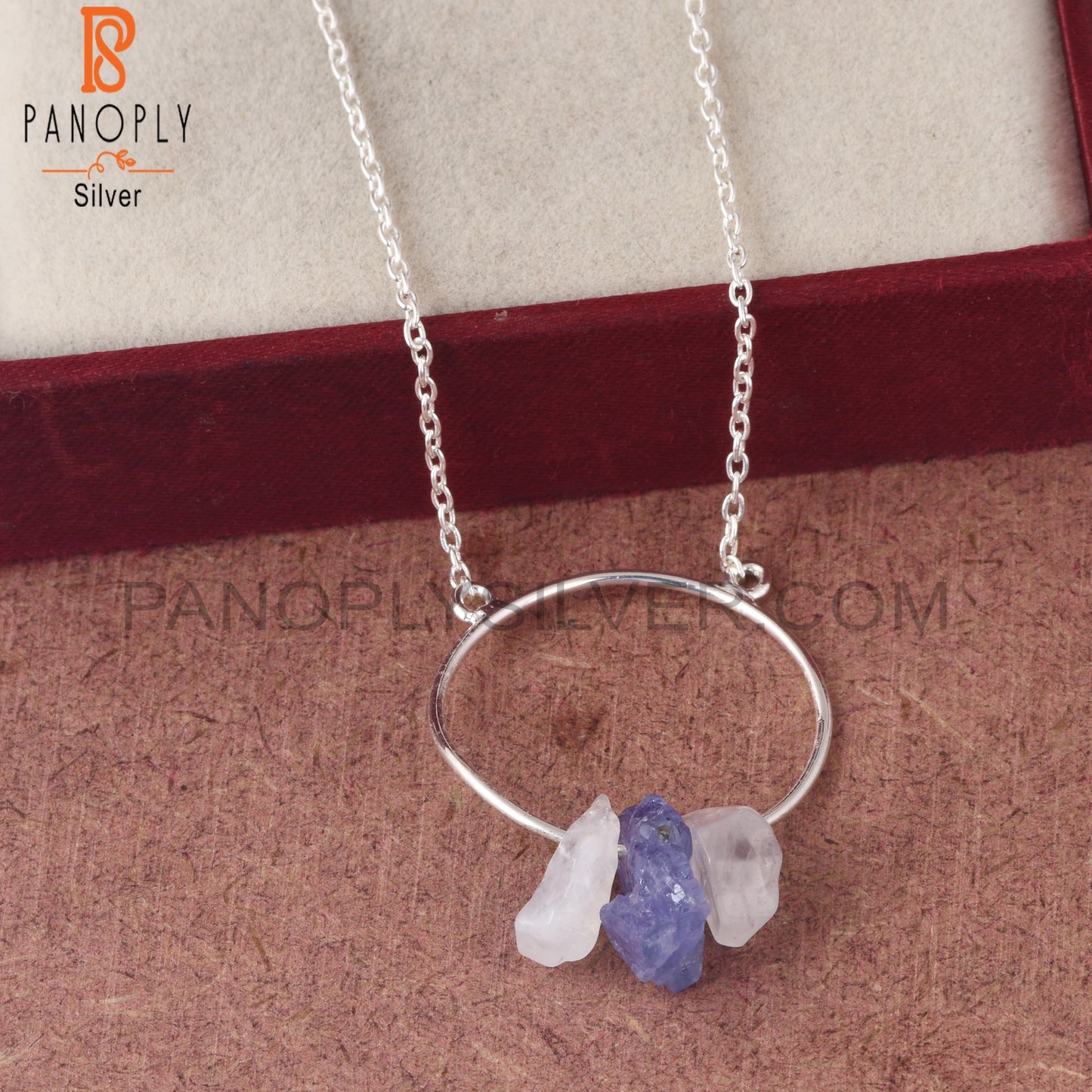 Rainbow Moonstone & Tanzanite 925 Sterling Silver Pendant