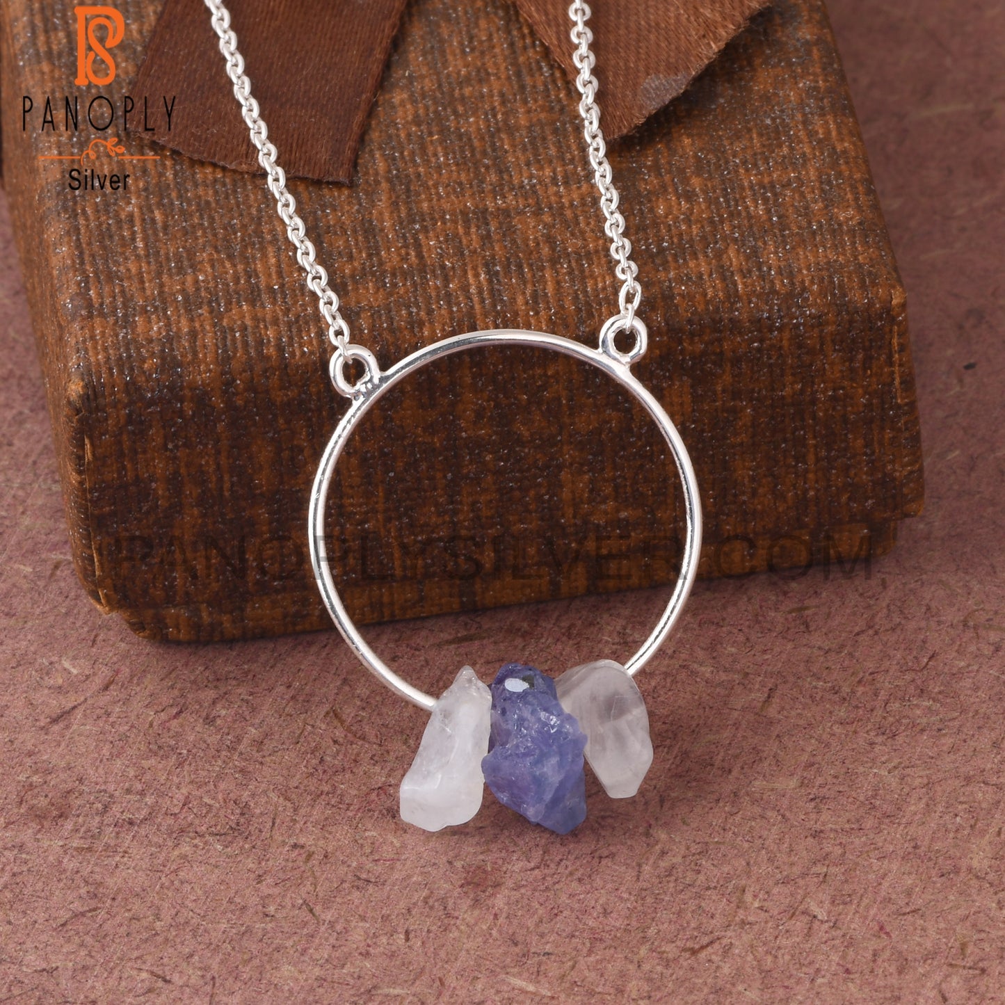 Rainbow Moonstone & Tanzanite 925 Sterling Silver Pendant