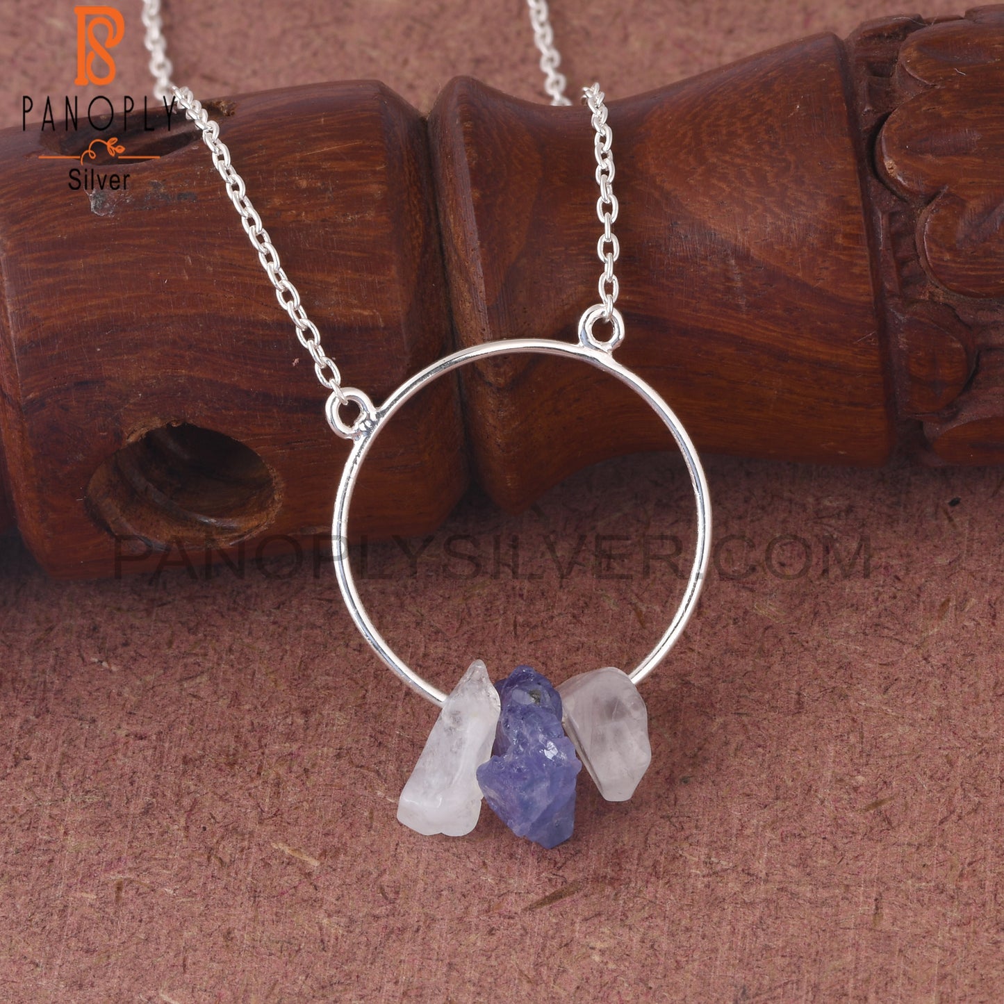 Rainbow Moonstone & Tanzanite 925 Sterling Silver Pendant