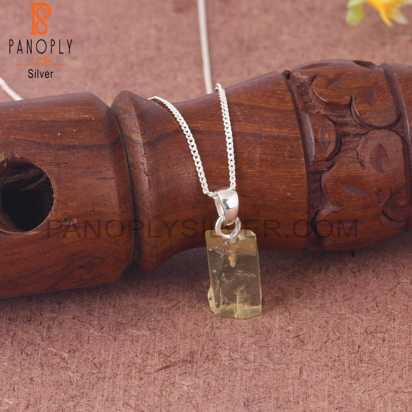 Lemon Topaz 925 Sterling Silver Pendant With Chain