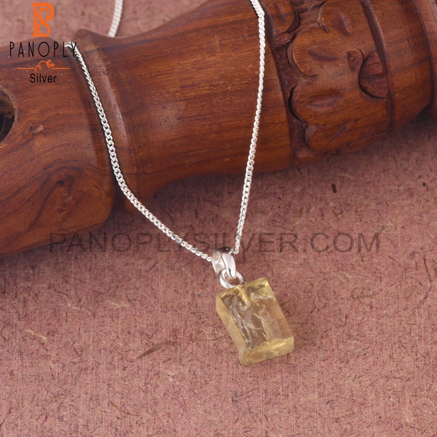 Lemon Topaz 925 Sterling Silver Pendant With Chain