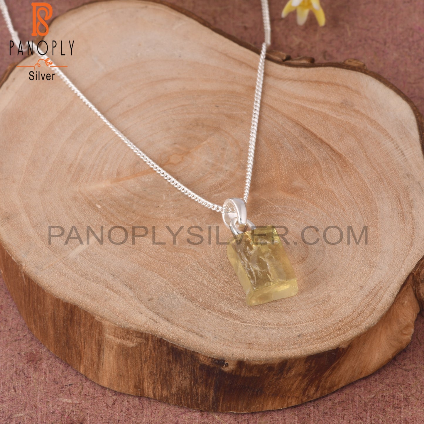 Lemon Topaz 925 Sterling Silver Pendant With Chain