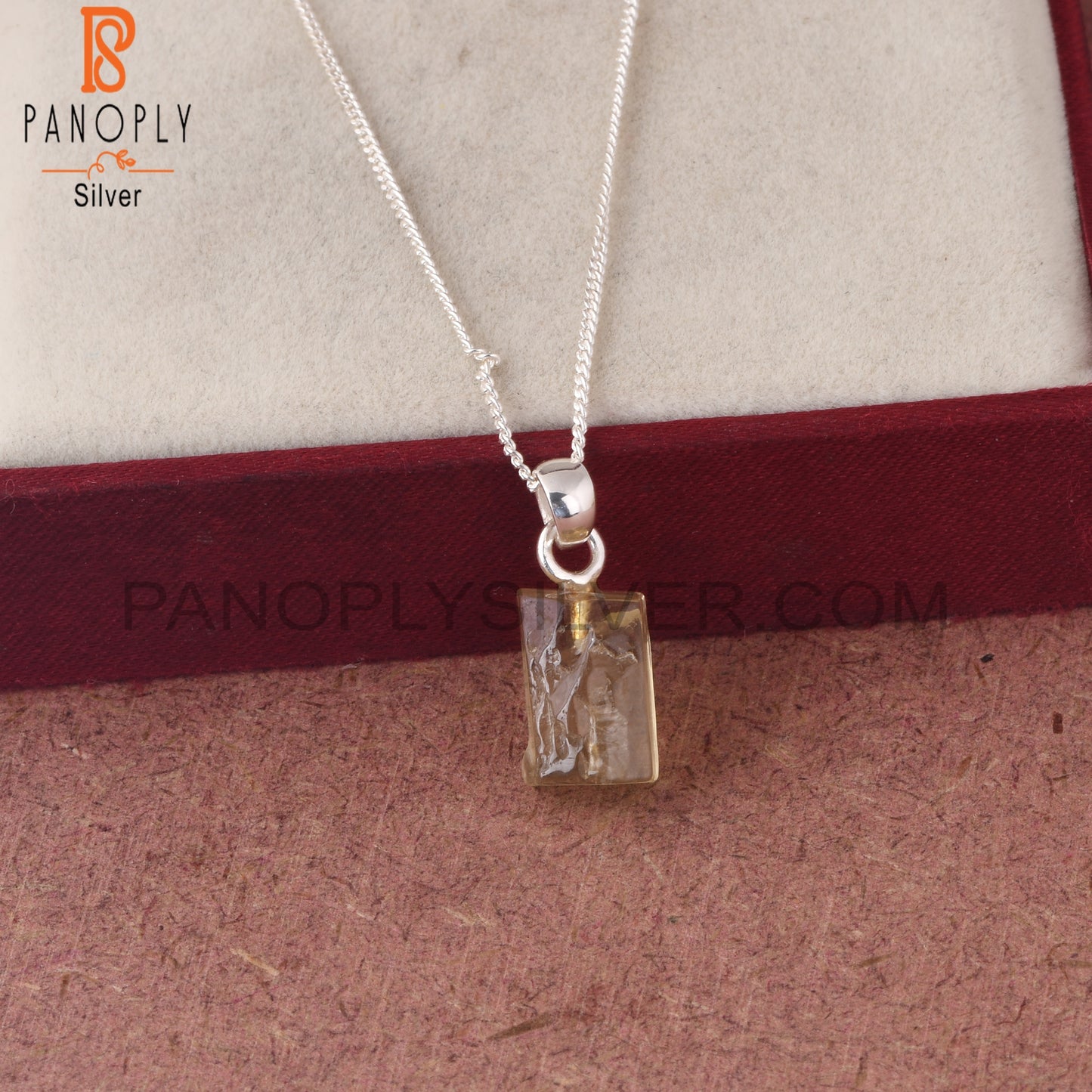 Lemon Topaz 925 Sterling Silver Pendant With Chain