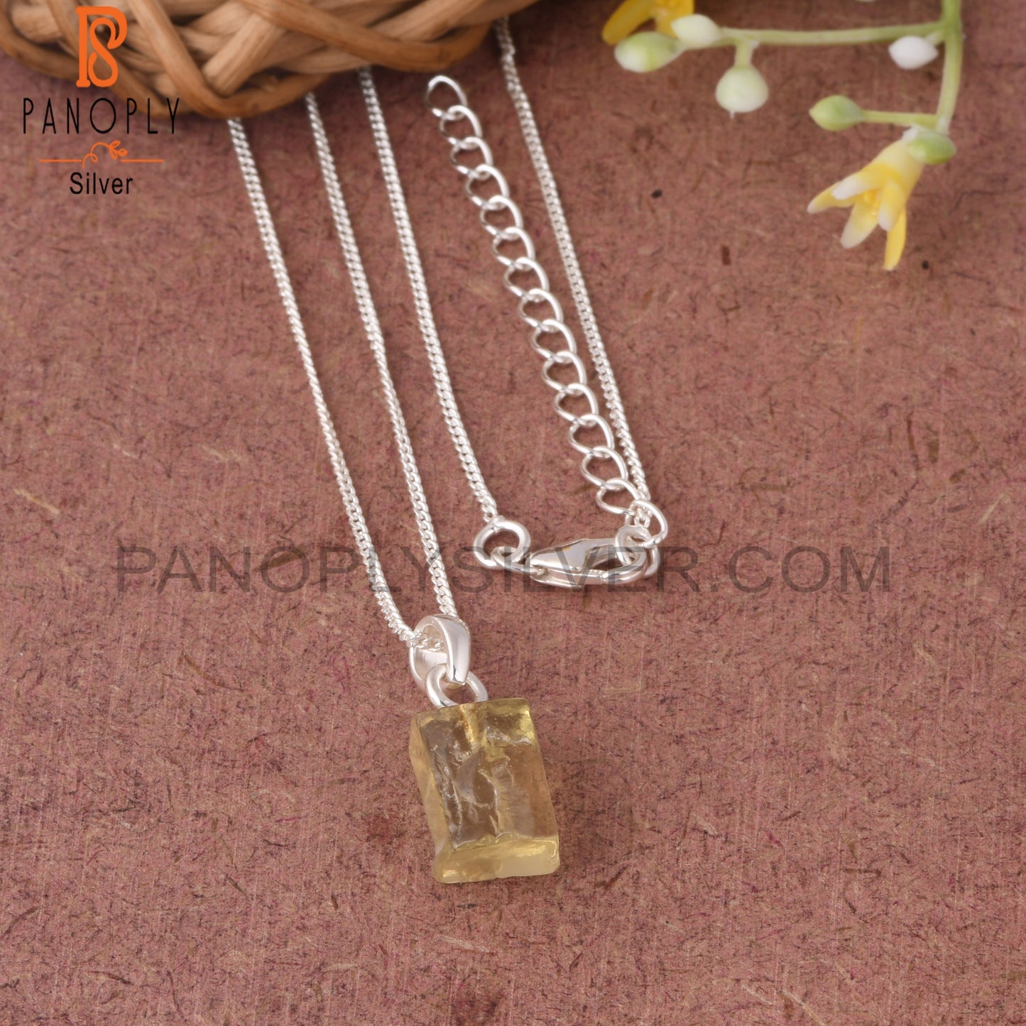 Lemon Topaz 925 Sterling Silver Pendant With Chain