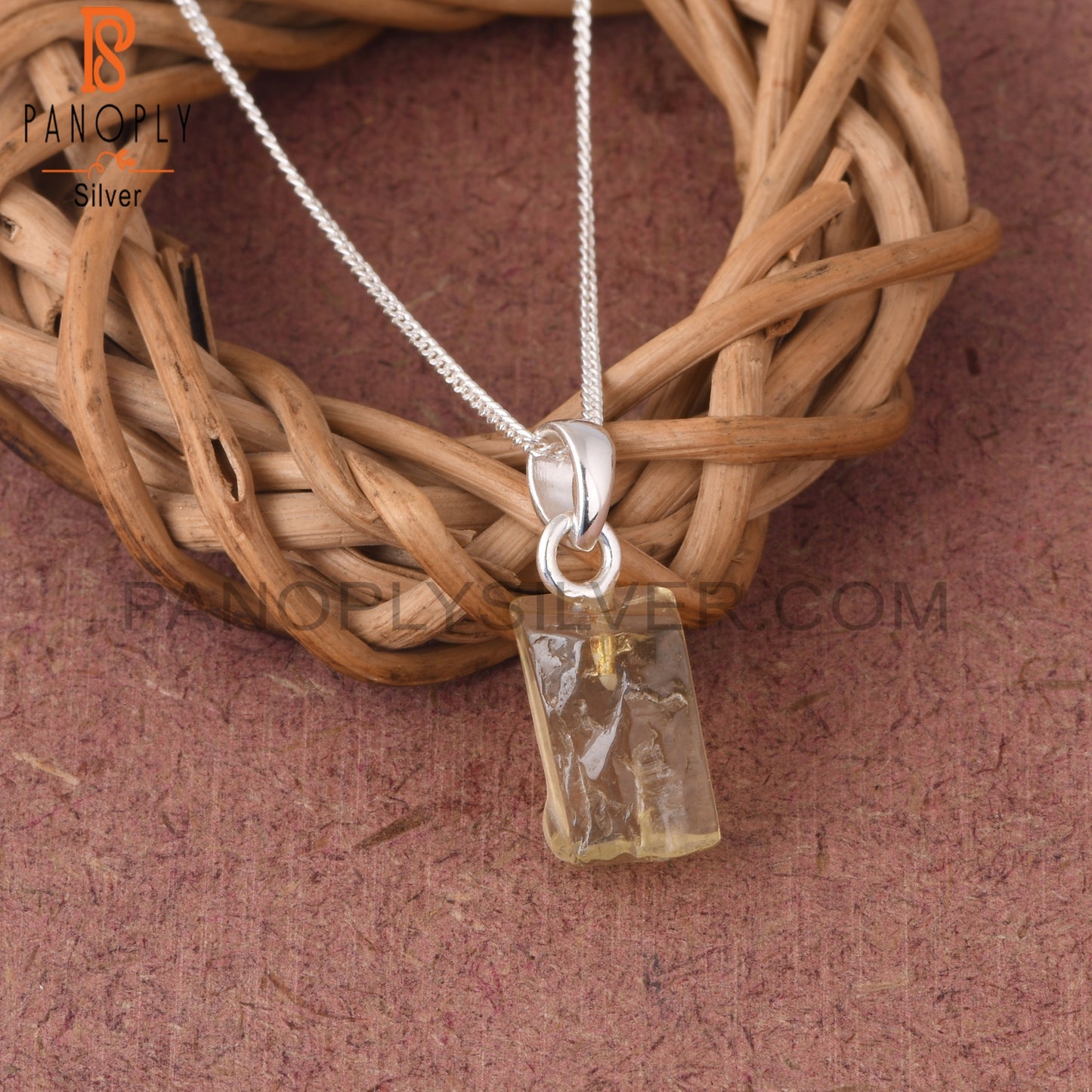 Lemon Topaz 925 Sterling Silver Pendant With Chain