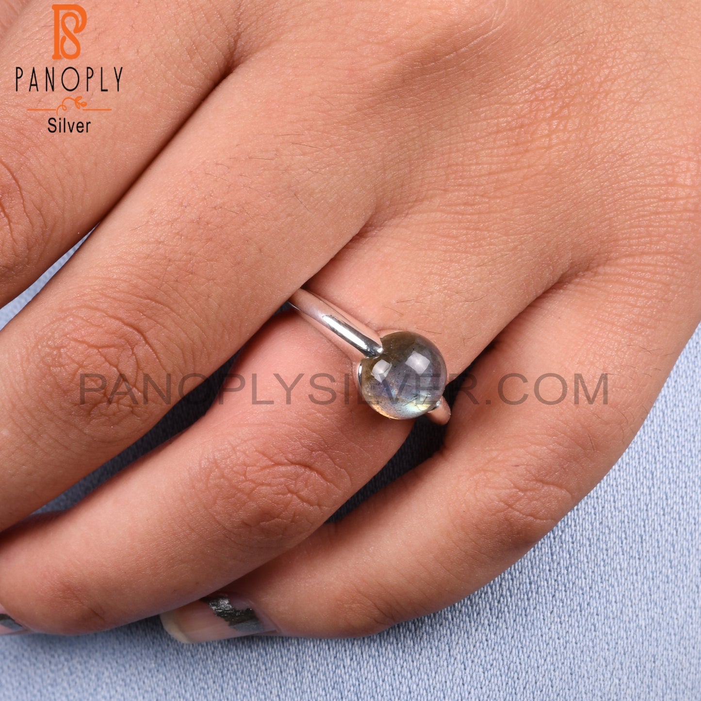Labradorite Round 925 Silver Ring For Christmas Gift