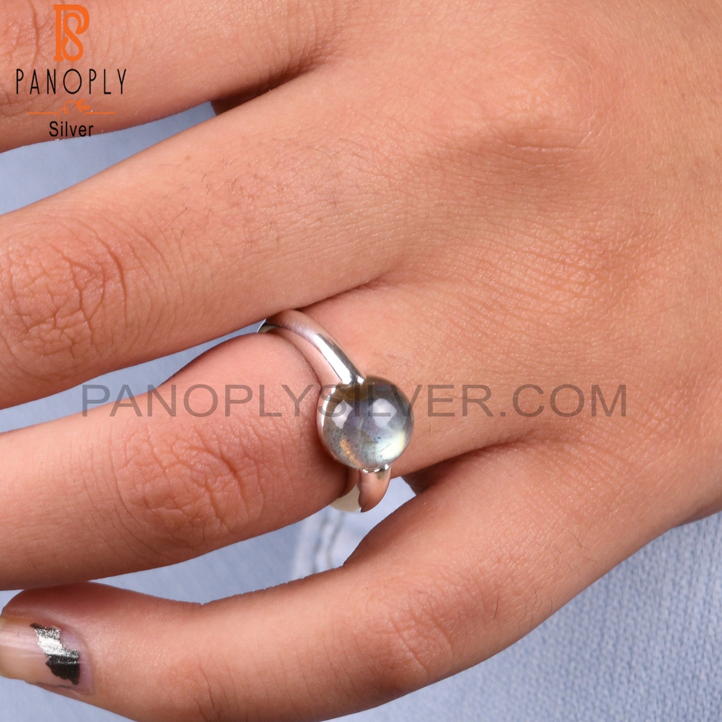 Labradorite Round 925 Silver Ring For Christmas Gift
