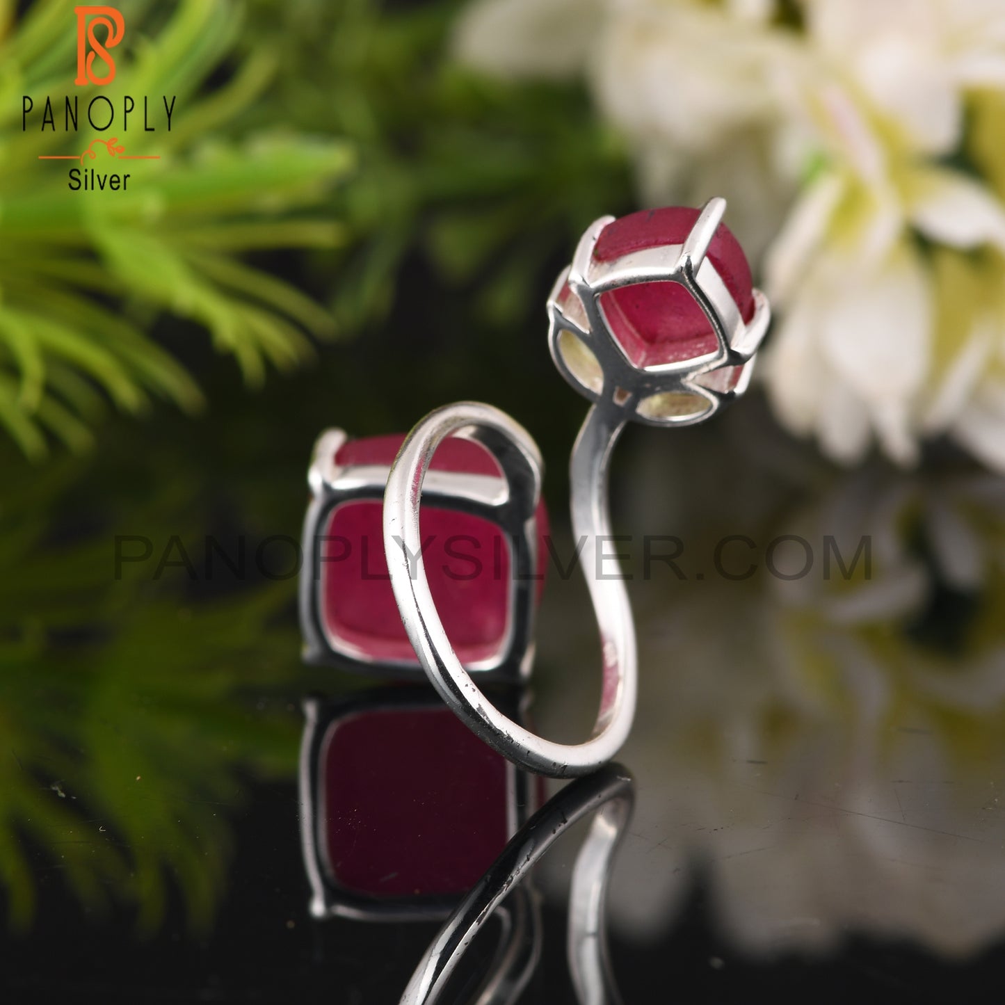Peridot & Ruby 925 Sterling Silver Party Wear Ring