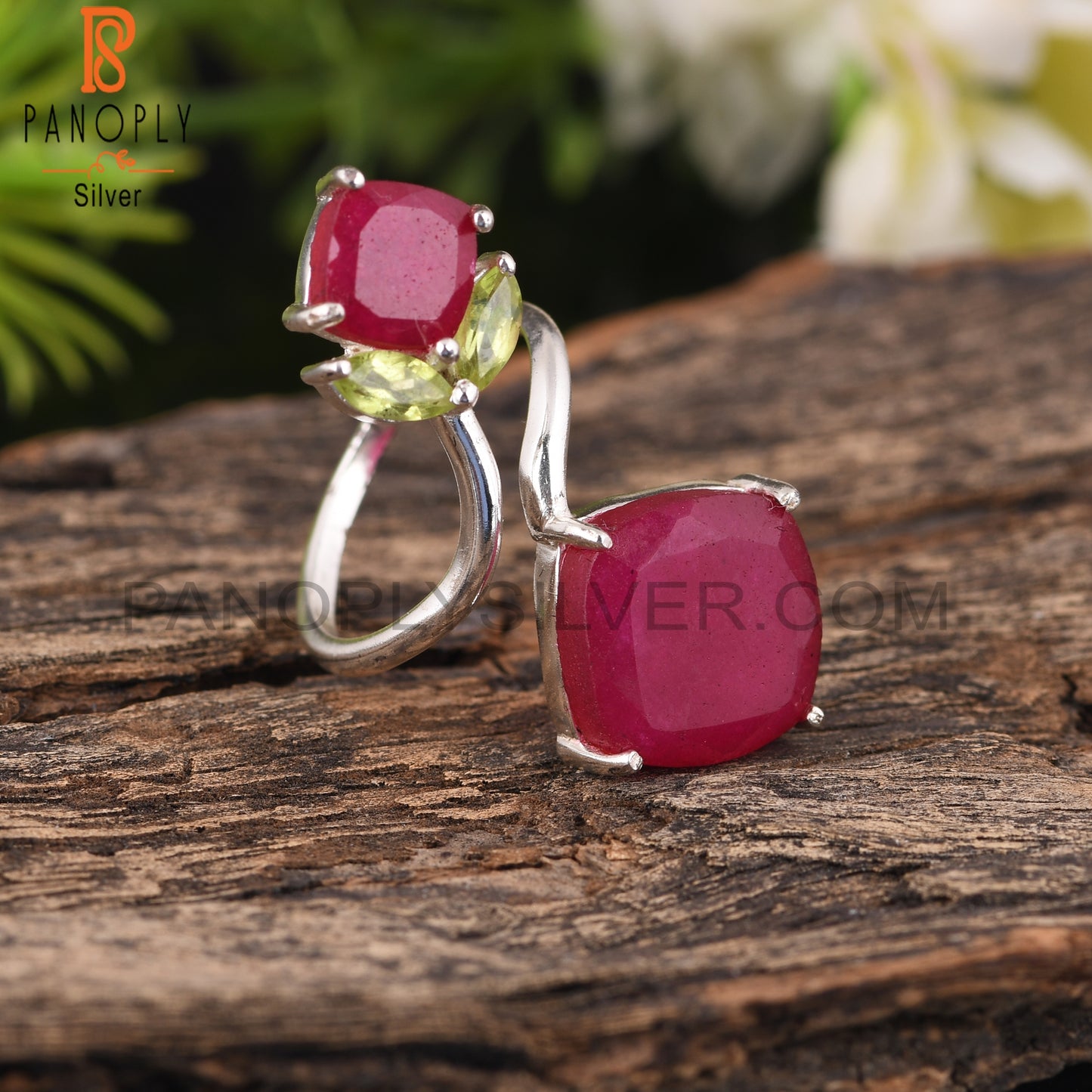 Peridot & Ruby 925 Sterling Silver Party Wear Ring