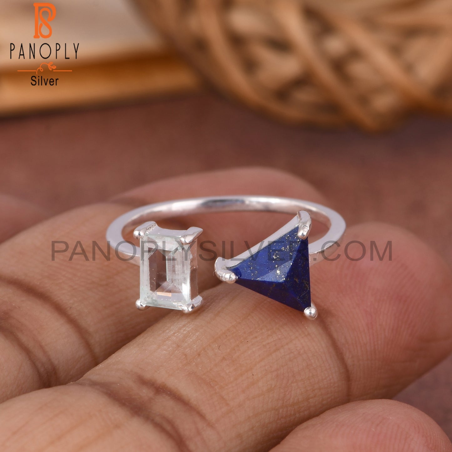 Lapis & Aquamarine 925 Sterling Silver Ring