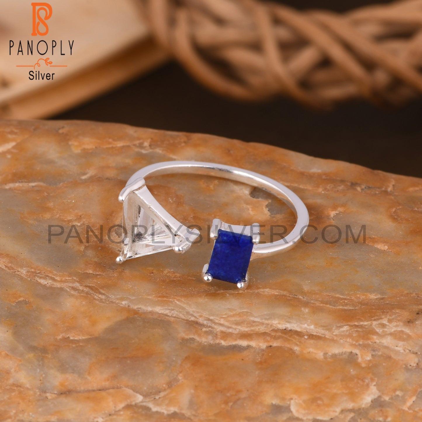 Lapis & Crystal Quartz 925 Sterling Silver Ring
