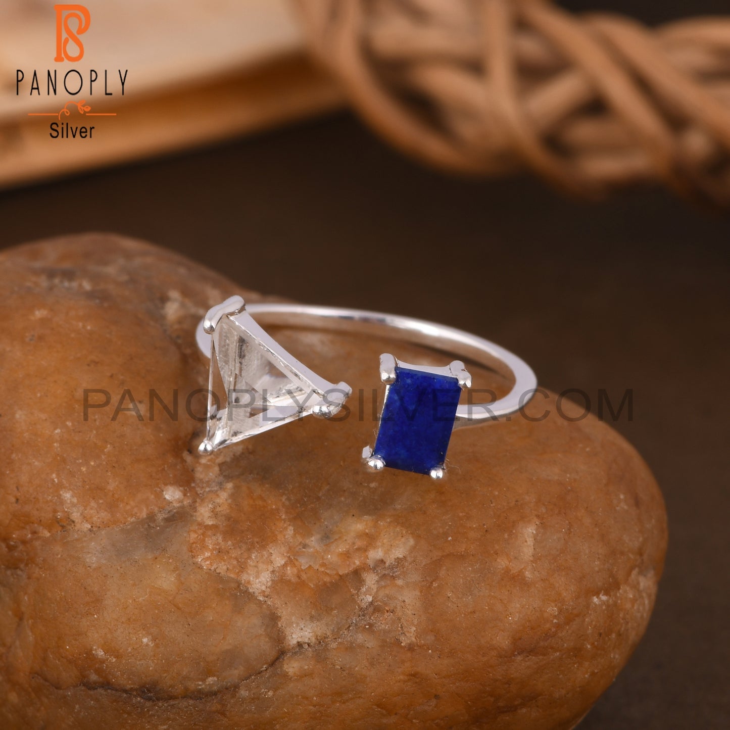 Lapis & Crystal Quartz 925 Sterling Silver Ring