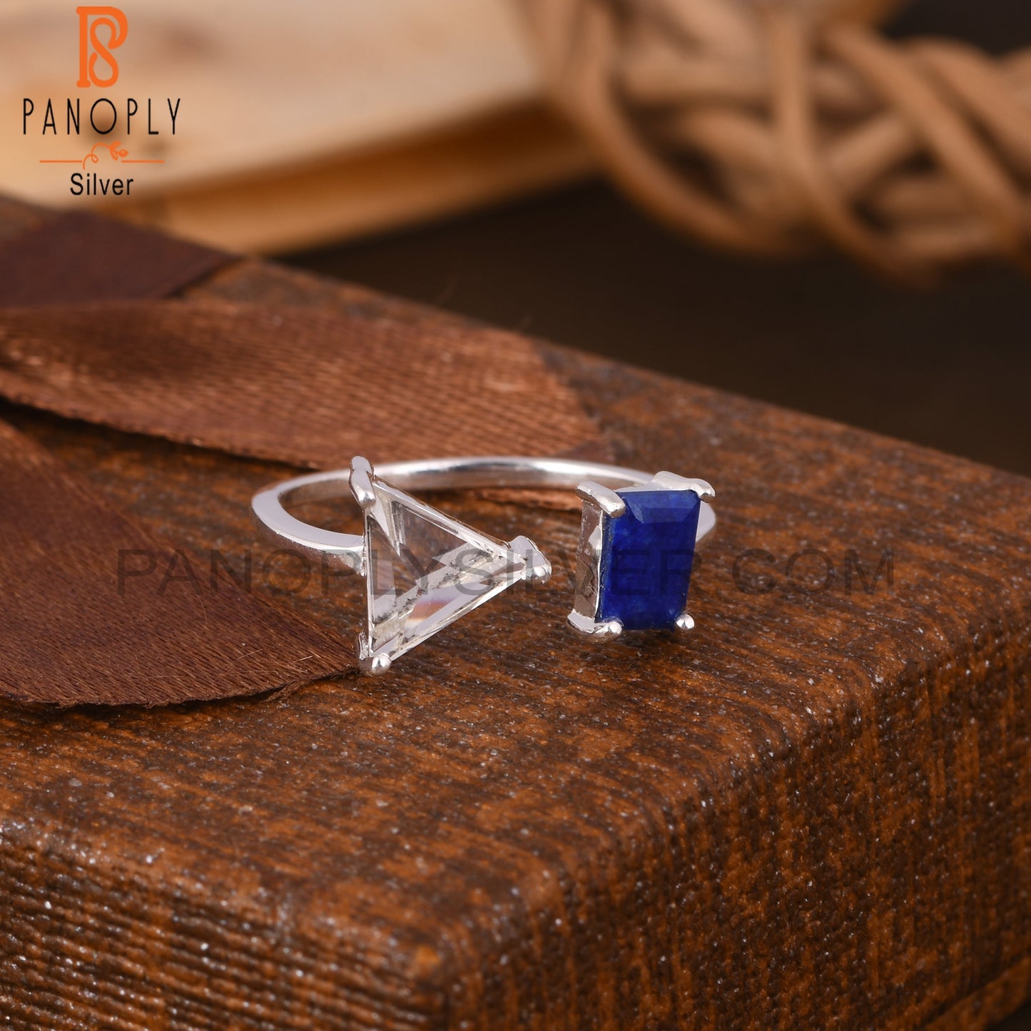 Lapis & Crystal Quartz 925 Sterling Silver Ring