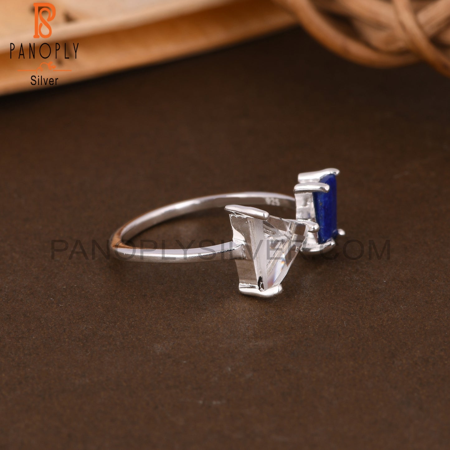 Lapis & Crystal Quartz 925 Sterling Silver Ring