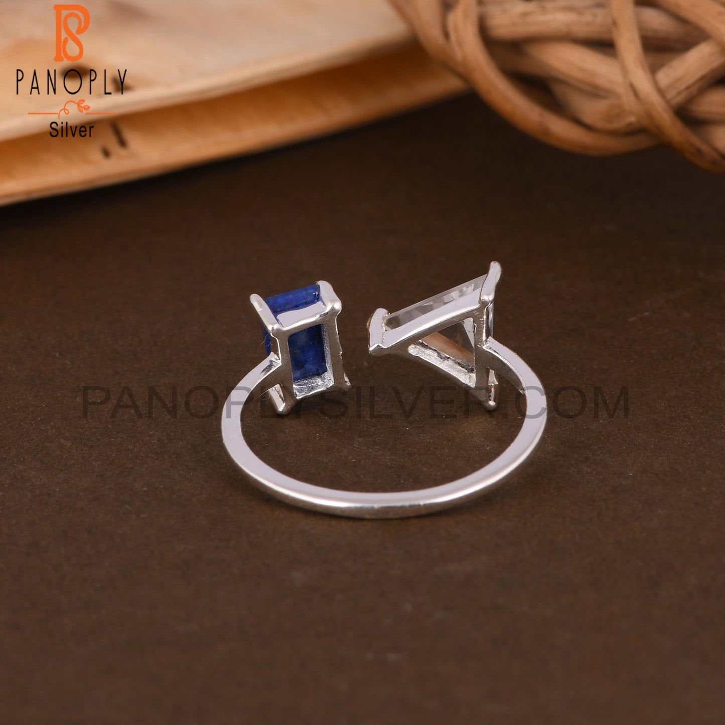 Lapis & Crystal Quartz 925 Sterling Silver Ring
