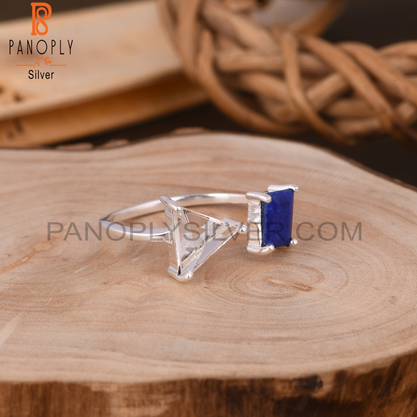 Lapis & Crystal Quartz 925 Sterling Silver Ring