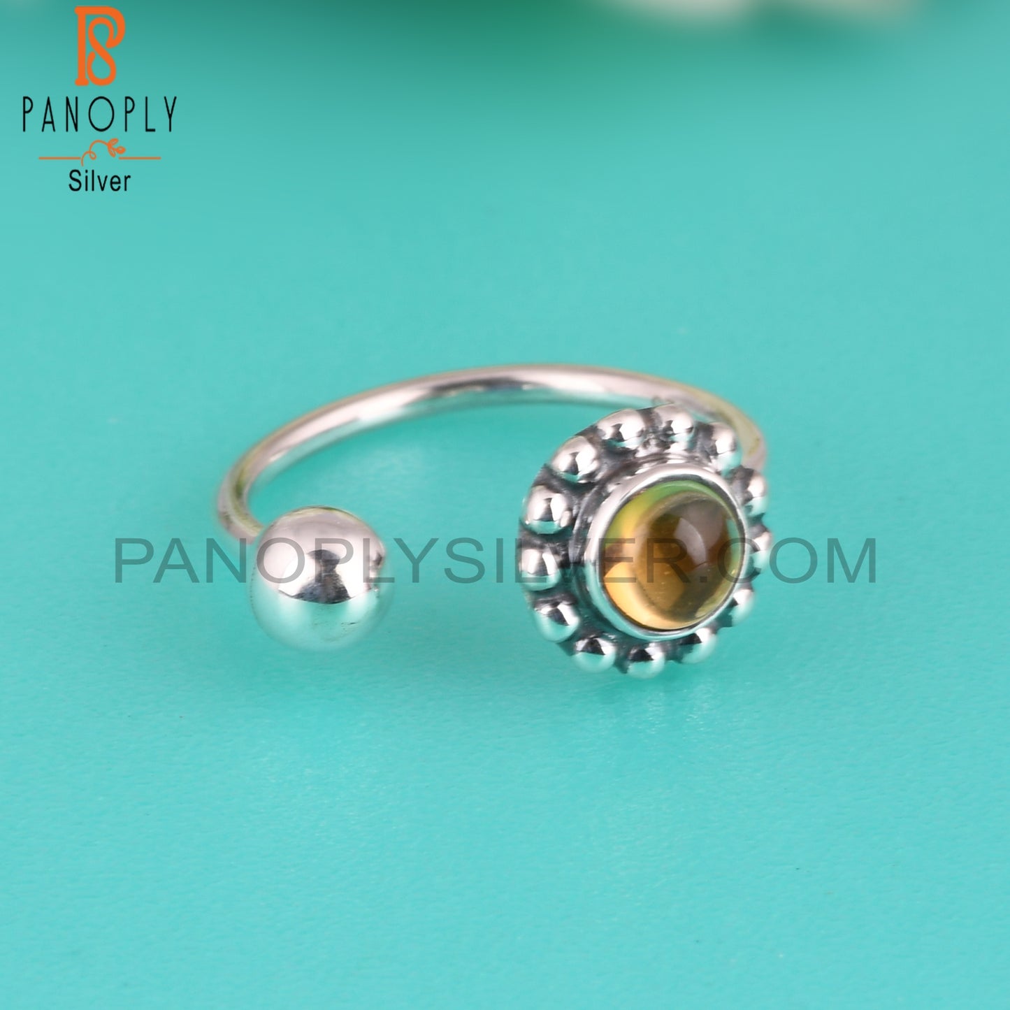 Dainty Citrine Round Shape New 925 Sterling Silver Ring