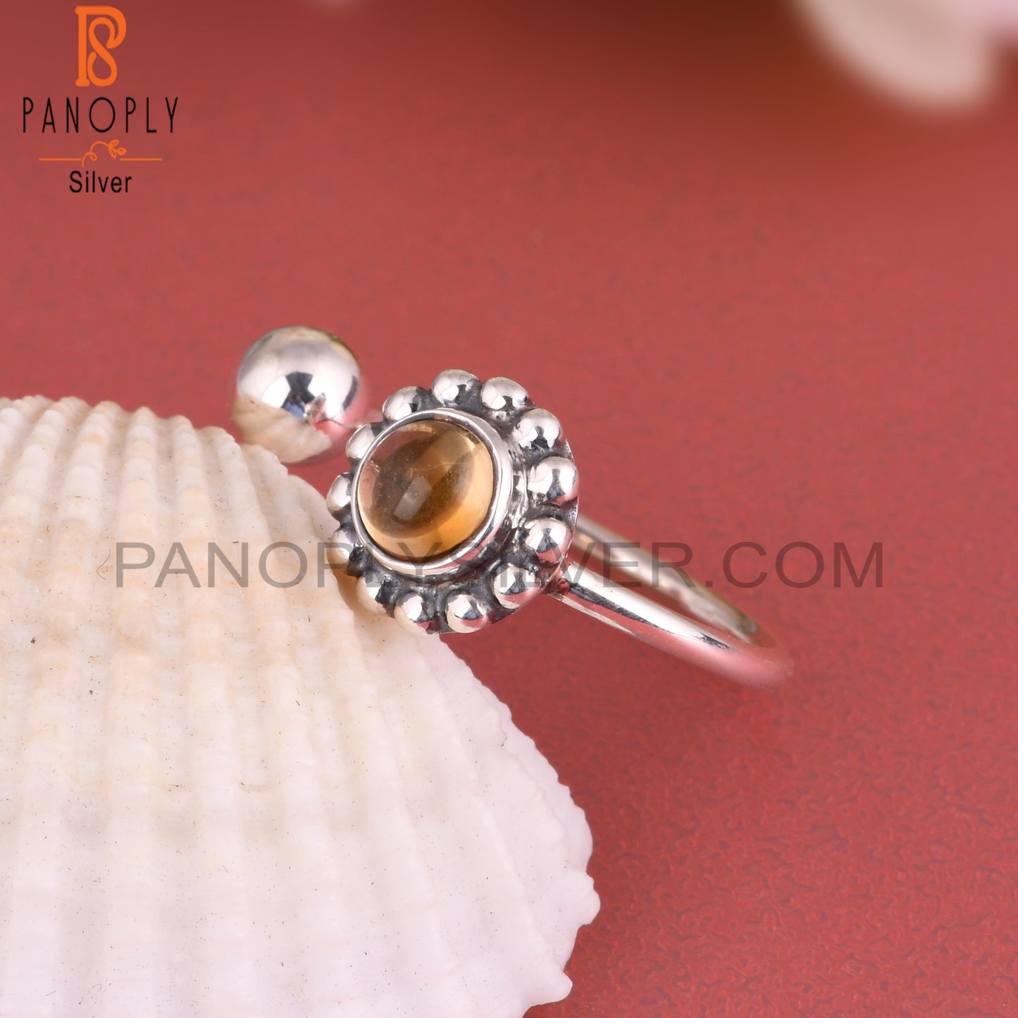 Dainty Citrine Round Shape New 925 Sterling Silver Ring