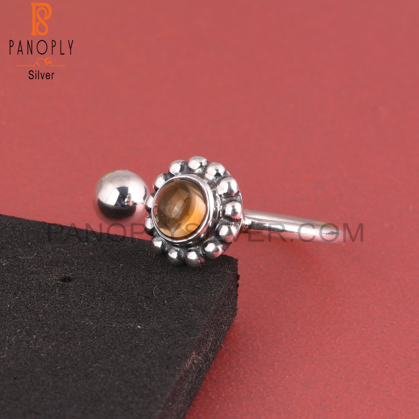 Dainty Citrine Round Shape New 925 Sterling Silver Ring