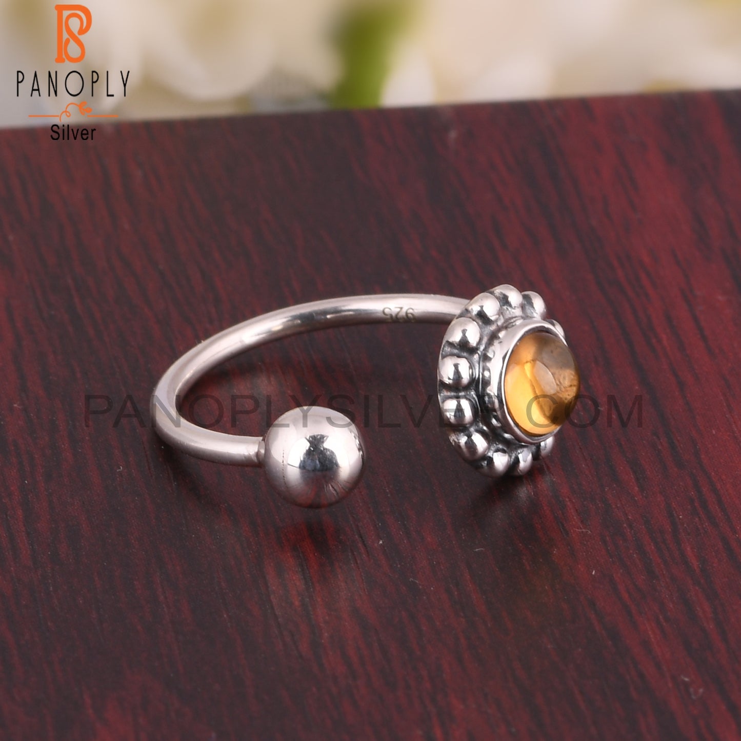 Dainty Citrine Round Shape New 925 Sterling Silver Ring