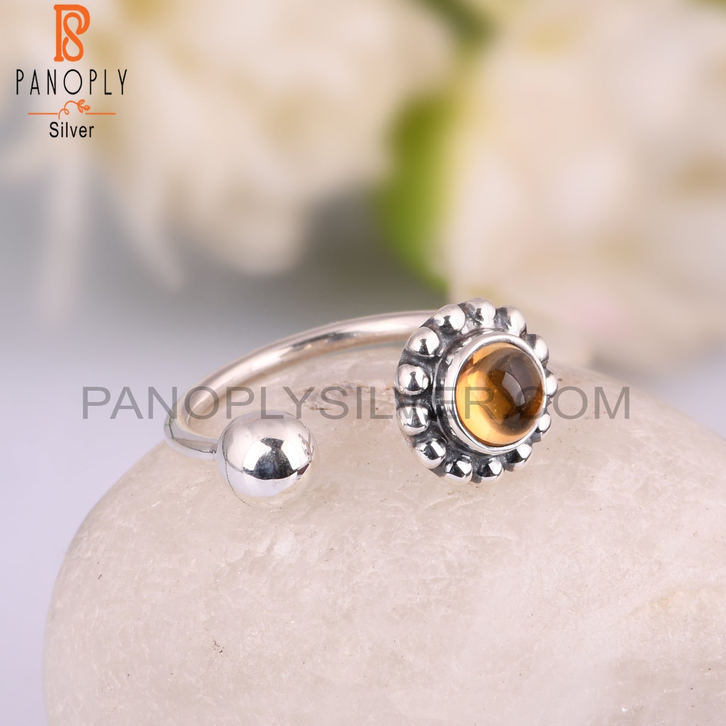 Dainty Citrine Round Shape New 925 Sterling Silver Ring