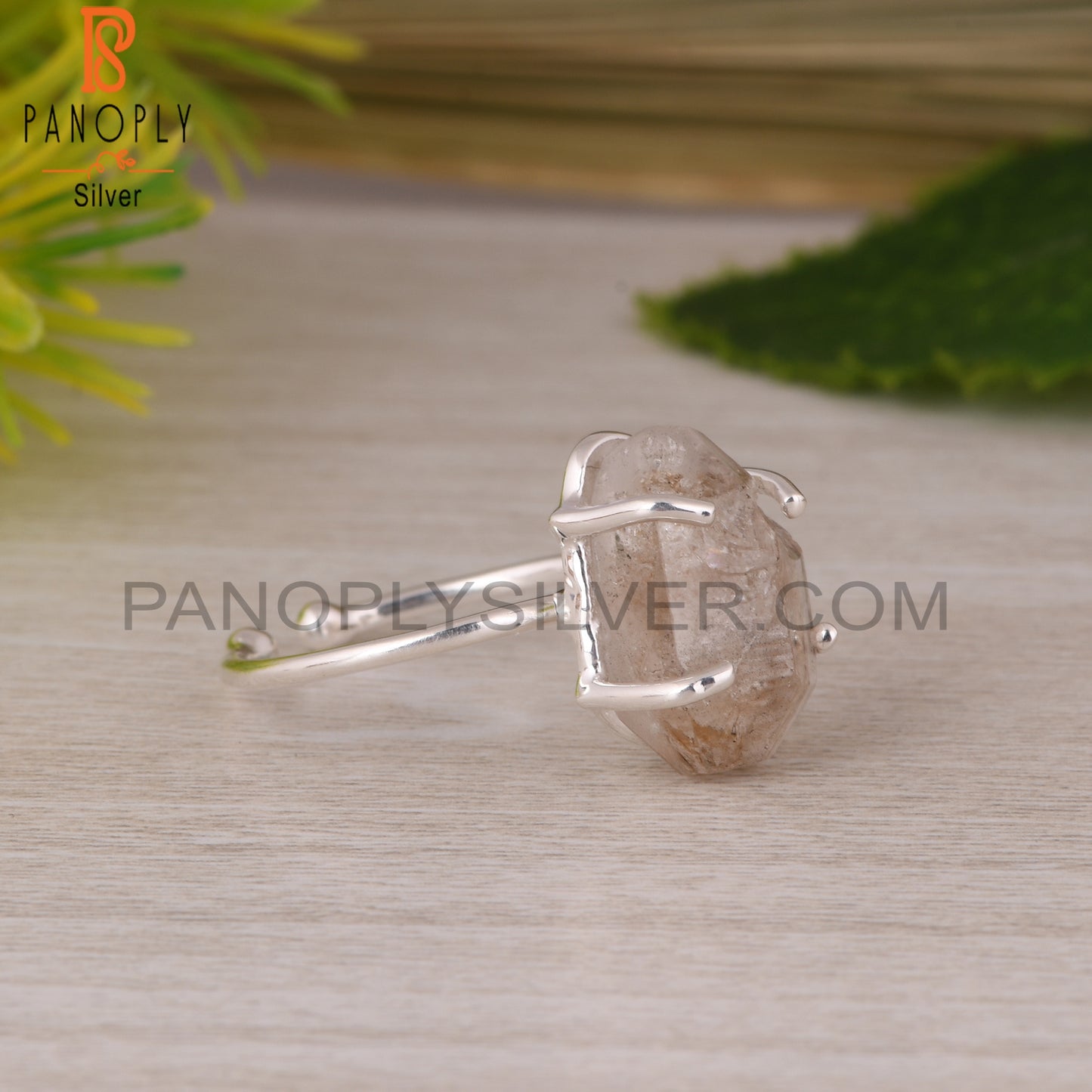 Herkimer Diamond Adjustable Prong Set 925 Sterling Silver Ring