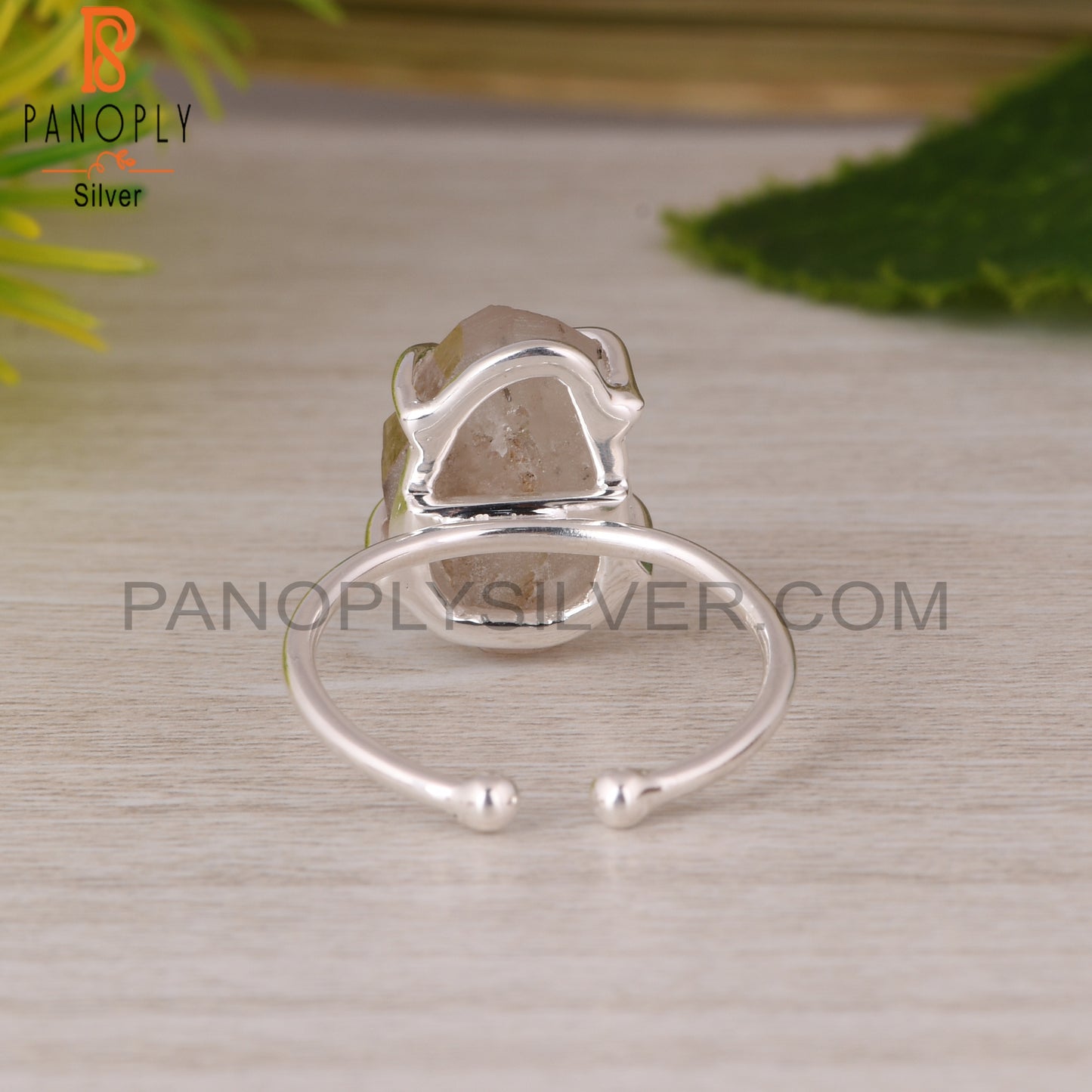 Herkimer Diamond Adjustable Prong Set 925 Sterling Silver Ring