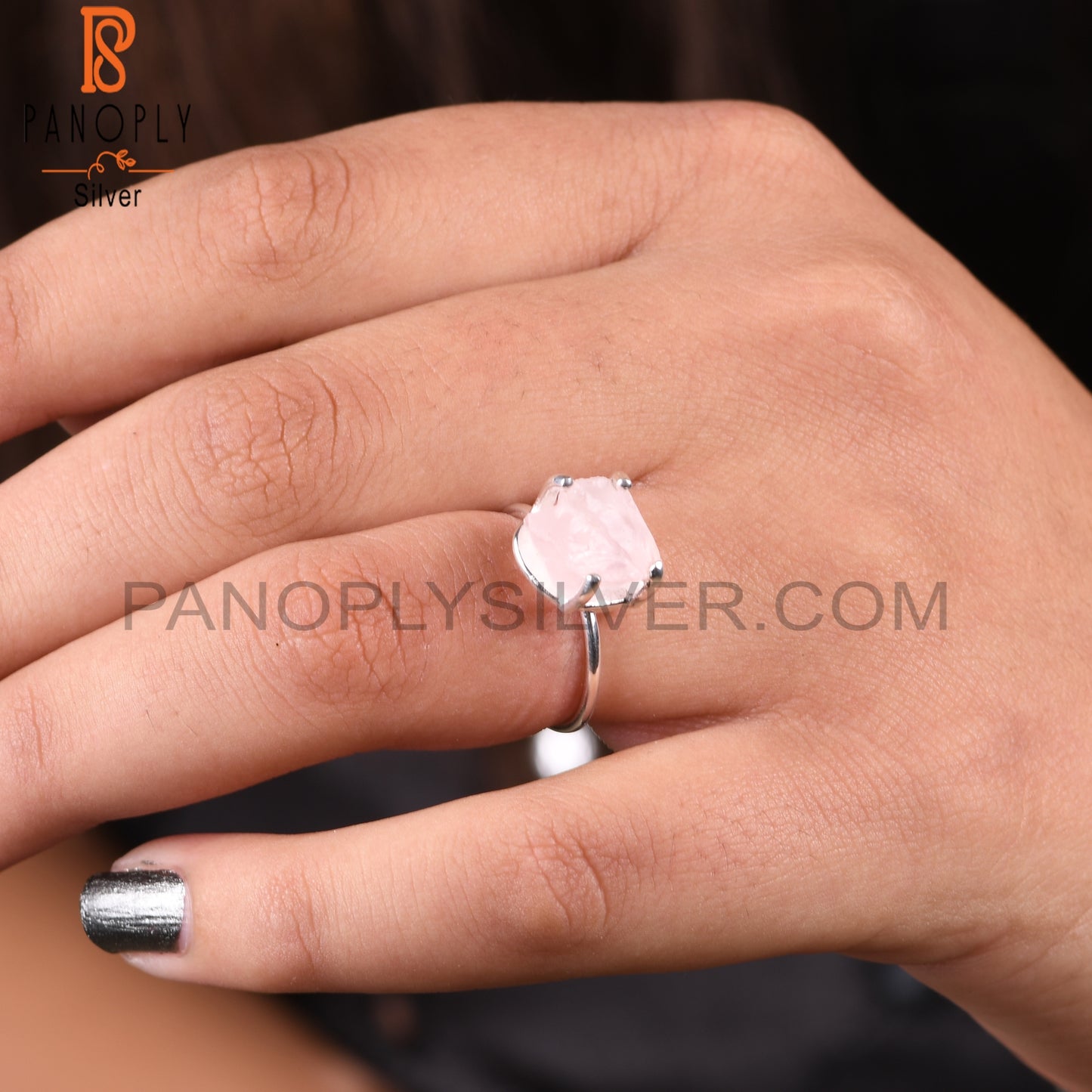 Rose Quartz 925 Sterling Silver Ring Gift