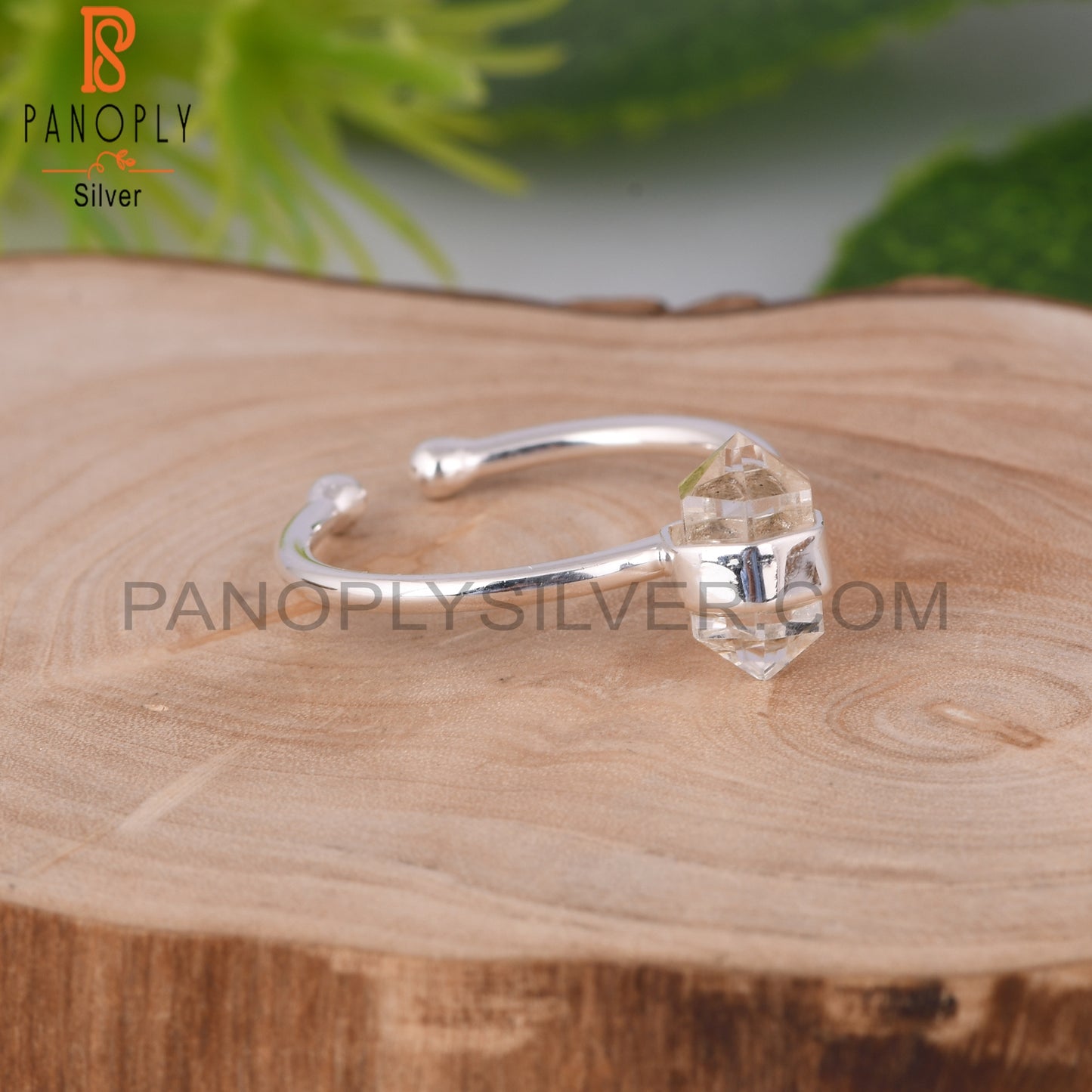 Crystal Quartz Pencil 925 Sterling Silver Adjustable Ring