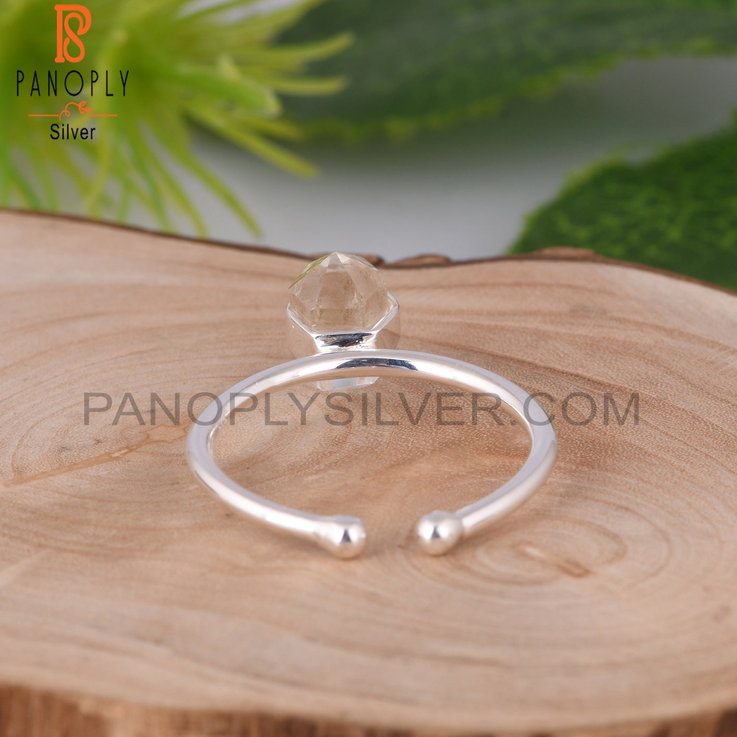 Crystal Quartz Pencil 925 Sterling Silver Adjustable Ring