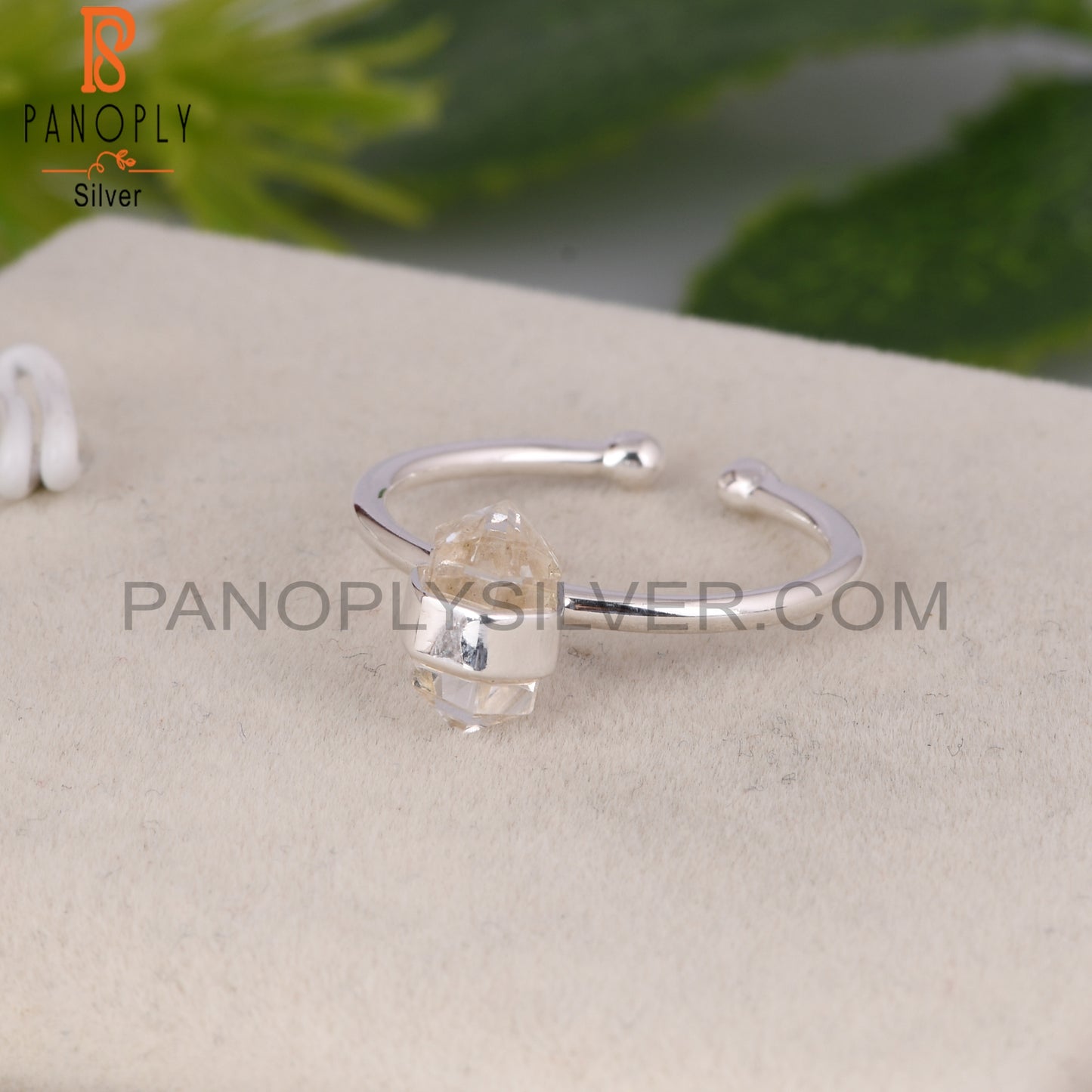 Crystal Quartz Pencil 925 Sterling Silver Adjustable Ring