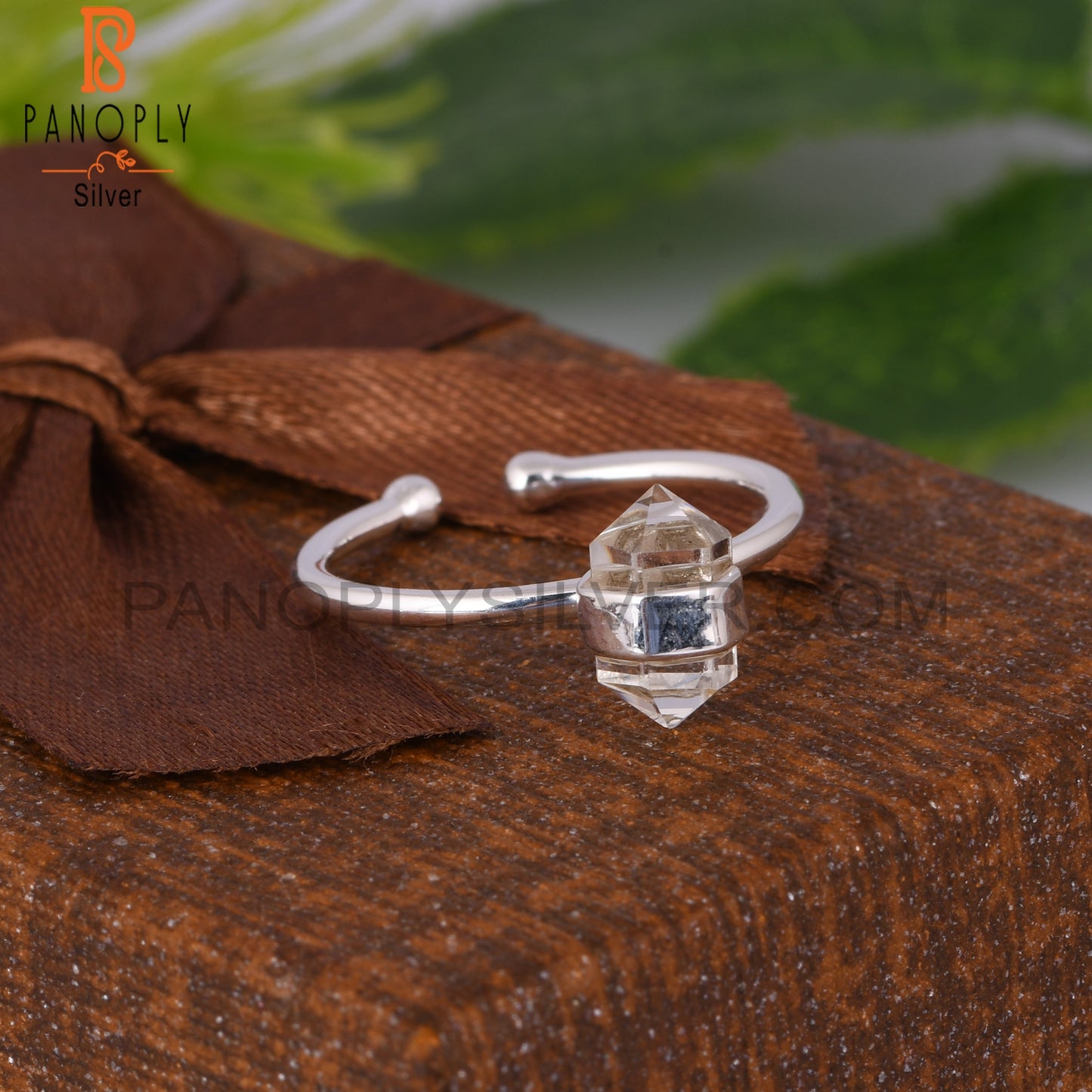Crystal Quartz Pencil 925 Sterling Silver Adjustable Ring