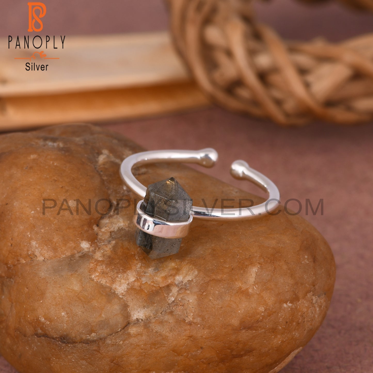 Labradorite Pencil 925 Sterling Silver Ring