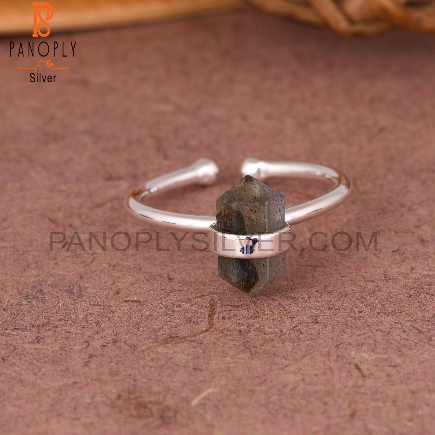 Labradorite Pencil 925 Sterling Silver Ring