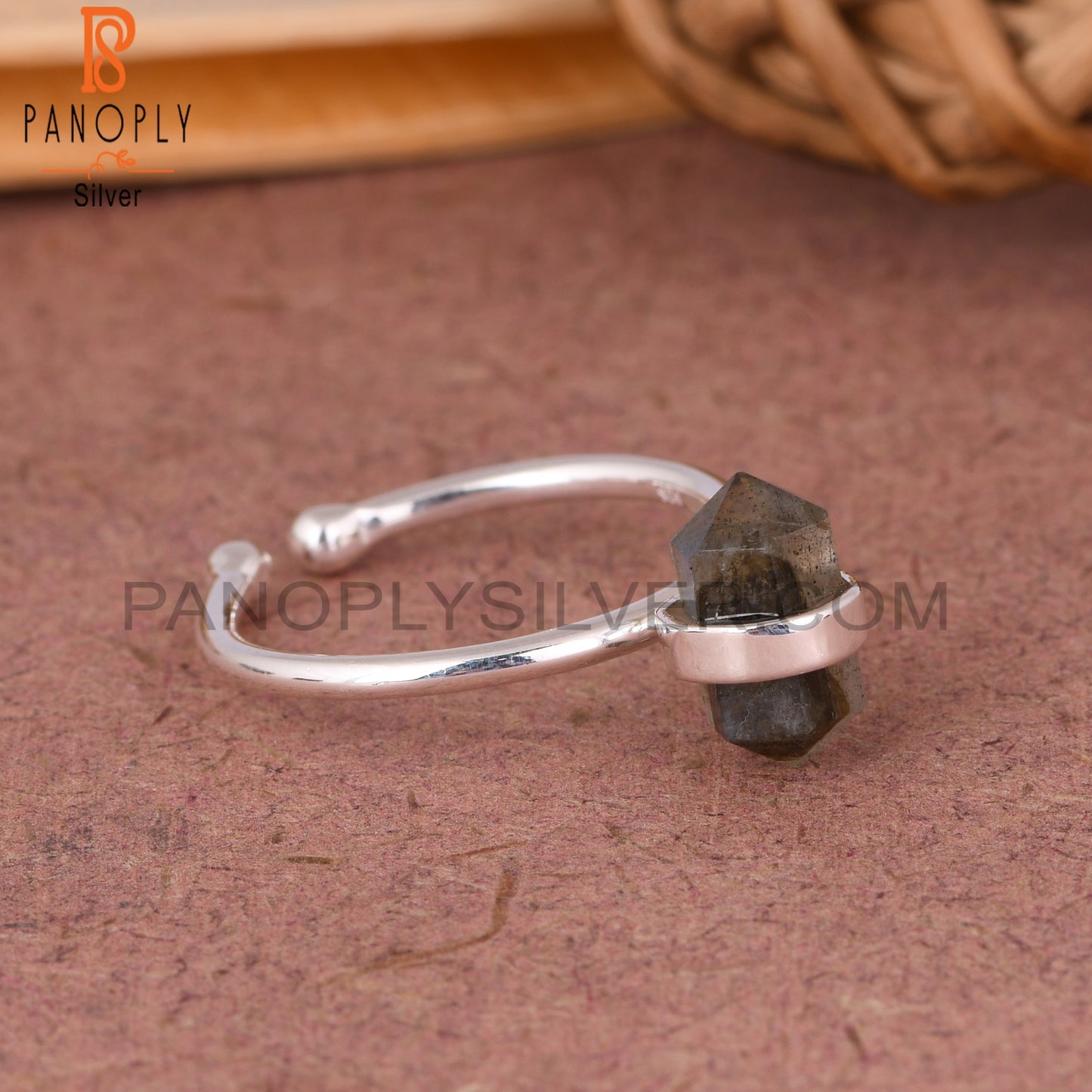 Labradorite Pencil 925 Sterling Silver Ring
