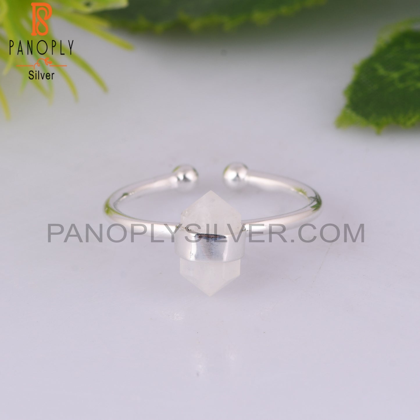 Rainbow Moonstone Pencil 925 Sterling Silver Ring