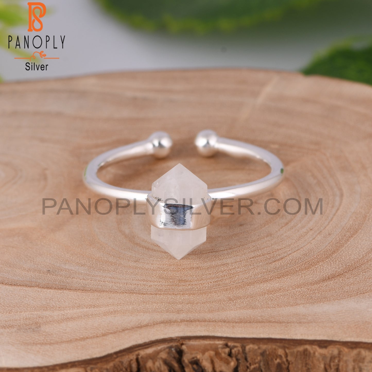Rainbow Moonstone Pencil 925 Sterling Silver Ring