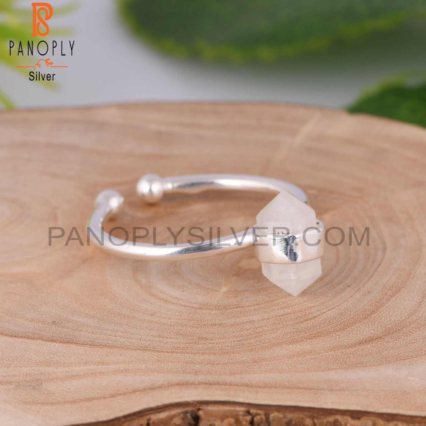 Rainbow Moonstone Pencil 925 Sterling Silver Ring
