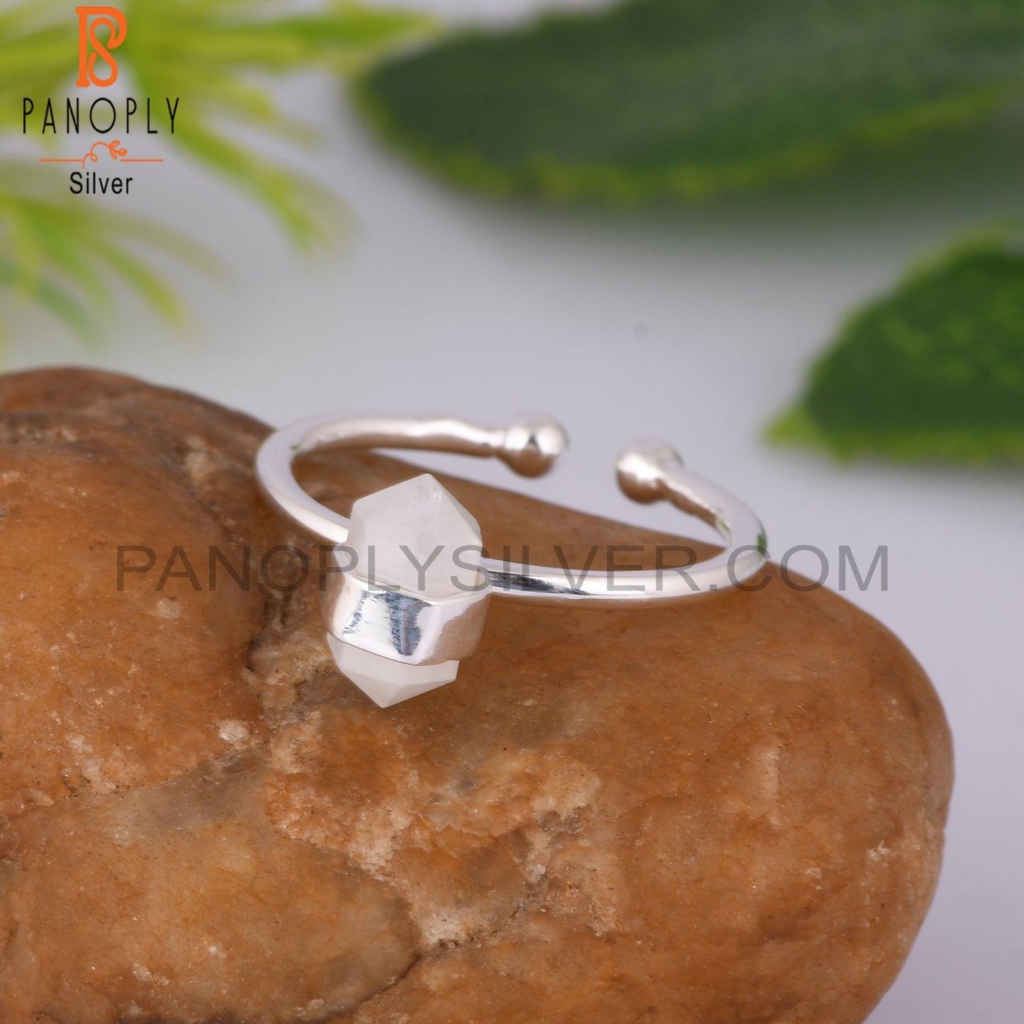 Rainbow Moonstone Pencil 925 Sterling Silver Ring