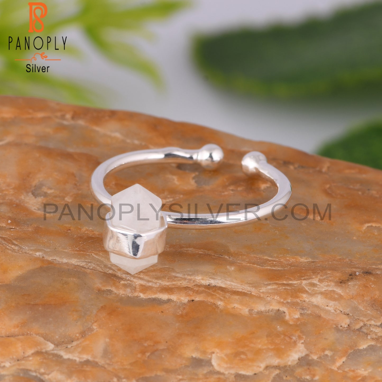 Rainbow Moonstone Pencil 925 Sterling Silver Ring